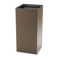 Public Recycling Container, Square, Steel, 31gal, Brown
