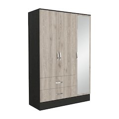 Bolton 120 Mirrored Armoire Black / Light Gray MDF