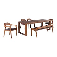 Rasmus 6pc Dining Set - Chestnut Wire-Brush Finish