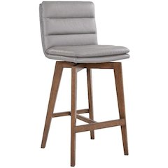 Castor Genuine Leather Bar Chair, Gray