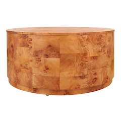Arsenio Burl Wood Round Coffee Table