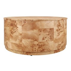 Arsenio Burl Wood Round Coffee Table