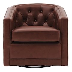 Walsh Top Grain Leather Swivel Accent Arm Chair