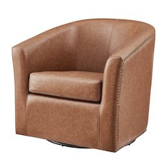 Ernest Faux Leather Swivel Accent Arm Chair