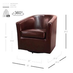 Hayden Bonded Leather Swivel Accent Arm Chair
