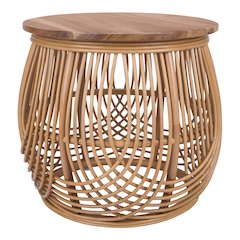 Arlo Rattan Side/ End Table w/ Wood Top