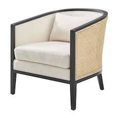 Tillman Linen Accent Arm Chair w/ Rattan