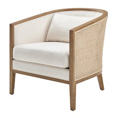 Tillman Linen Accent Arm Chair w/ Rattan