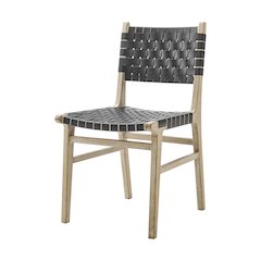 Marco Faux Leather Dining Side Chair Drift Wood Frame, (Set of 2)