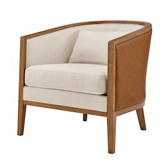 Tillman Faux Leather/Linen Accent Arm Chair