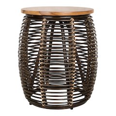 Iris Rattan Side/End Table with Wood Top