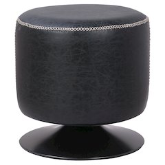 Gaia Faux Leather Round Swivel Ottoman