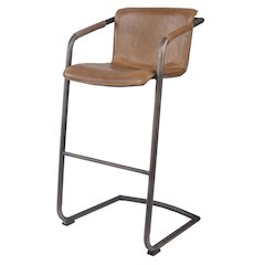 PU Leather Bar Stool,Set of 2, Antique Cigar Brow