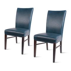 Bonded Leather Chair,Set of 2, Vintage Blue