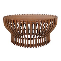 Sona Rattan Coffee Table w/ Wood Top - Cane Brown