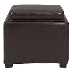 Cameron Leather Square Storage Ottoman