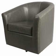 Leather Swivel Chair, Vintage Gray