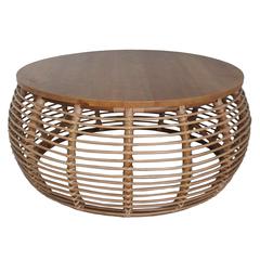 Rattan Coffee Table. Constructed of Pine Wood, Rattan.