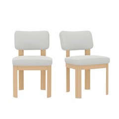 Light Oak Side Chairs Set of 2 with Upholstered Seats and Modern Design