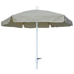 7.5' Hex Garden Umbrella 6 Rib Crank Lift In Beige Vinyl Coated Weave