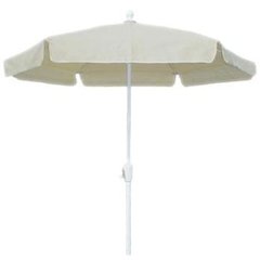 7.5' Hex Garden Umbrella 6 Rib Crank Lift In Natural Vinyl Coated Weave