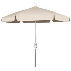7.5' Hex Garden Umbrella 6 Rib Crank Lift In Beige Vinyl Coated Mesh Weave
