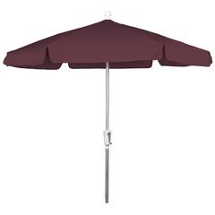 7.5' Hex Garden Umbrella 6 Rib Crank Lift In Burgundy Vinyl Coated Weave