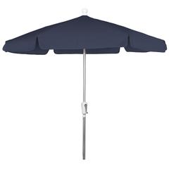 7.5' Hex Garden Umbrella 6 Rib Crank Lift In Navy Blue Vinyl Coated Weave
