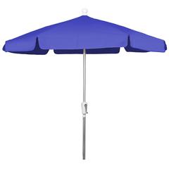 7.5' Hex Garden Umbrella 6 Rib Crank Lift In Pacific Blue Vinyl Coated Weave