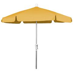 7.5' Hex Garden Umbrella 6 Rib Crank Lift In Yellow Vinyl Coated Weave