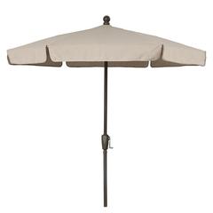 7.5' Hex Garden Umbrella 6 Rib Crank Lift In Beige Vinyl Coated Weave