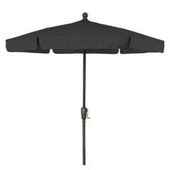 7.5' Hex Garden Umbrella 6 Rib Crank Lift In Black Vinyl Coated Weave