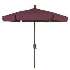 7.5' Hex Garden Umbrella 6 Rib Crank Lift In Burgundy Vinyl Coated Weave