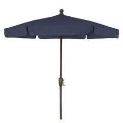 7.5' Hex Garden Umbrella 6 Rib Crank Lift In Navy Blue Vinyl Coated Weave