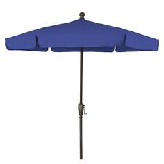 7.5' Hex Garden Umbrella 6 Rib Crank Lift In Pacific Blue Vinyl Coated Weave