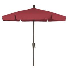 7.5' Hex Garden Umbrella 6 Rib Crank Lift In Red Vinyl Coated Weave