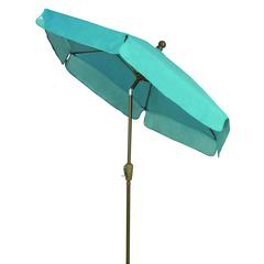 7.5' Hex Garden Tilt Umbrella 6 Rib Crank In Teal Vinyl Coated Weave