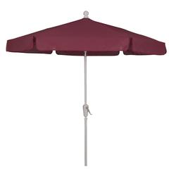 7.5' Hex Garden Umbrella 6 Rib Crank Lift In Burgundy Vinyl Coated Weave