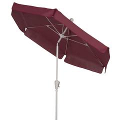 7.5' Hex Garden Tilt Umbrella 6 Rib Crank In Burgundy Vinyl Coated Weave