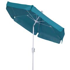7.5' Hex Garden Tilt Umbrella 6 Rib Crank In Teal Vinyl Coated Weave