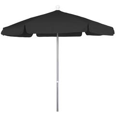 7.5' Hex Garden Umbrella 6 Rib Push Up & Pin Lift In Black Vinyl Coated Weave