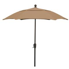 7.5' Oct Patio Umbrella 6 Rib Crank Lift with Beige Solution Dyed Poly Canopy