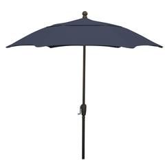 7.5' Oct Patio Umbrella 6 Rib Crank Lift with Navy Blue Solution Canopy