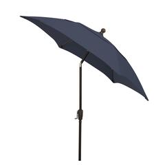 7.5' Oct Patio Tilt Umbrella 6 Rib Crank with Navy Blue Solution Canopy