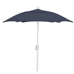 7.5' Oct Patio Umbrella 6 Rib Crank Lift with Navy Blue Solution Canopy