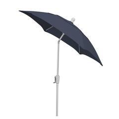 7.5' Oct Patio Tilt Umbrella 6 Rib Crank with Navy Blue Solution Canopy