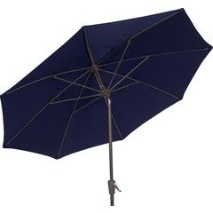 9' Oct Patio Tilt Umbrella 8 Rib Crank with Navy Blue Solution Dyed Poly Canopy