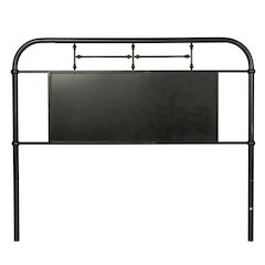 Vintage Series Queen Metal Headboard - Black in Distressed Metal