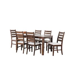 Pascal 59" Retangular Wood Dining Set with 6 Chairs in Walnut