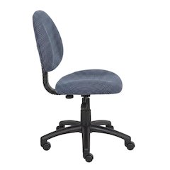 Blue Armless Office Chair With Wheels, Ideal Desk Chair For Sewing Tasks